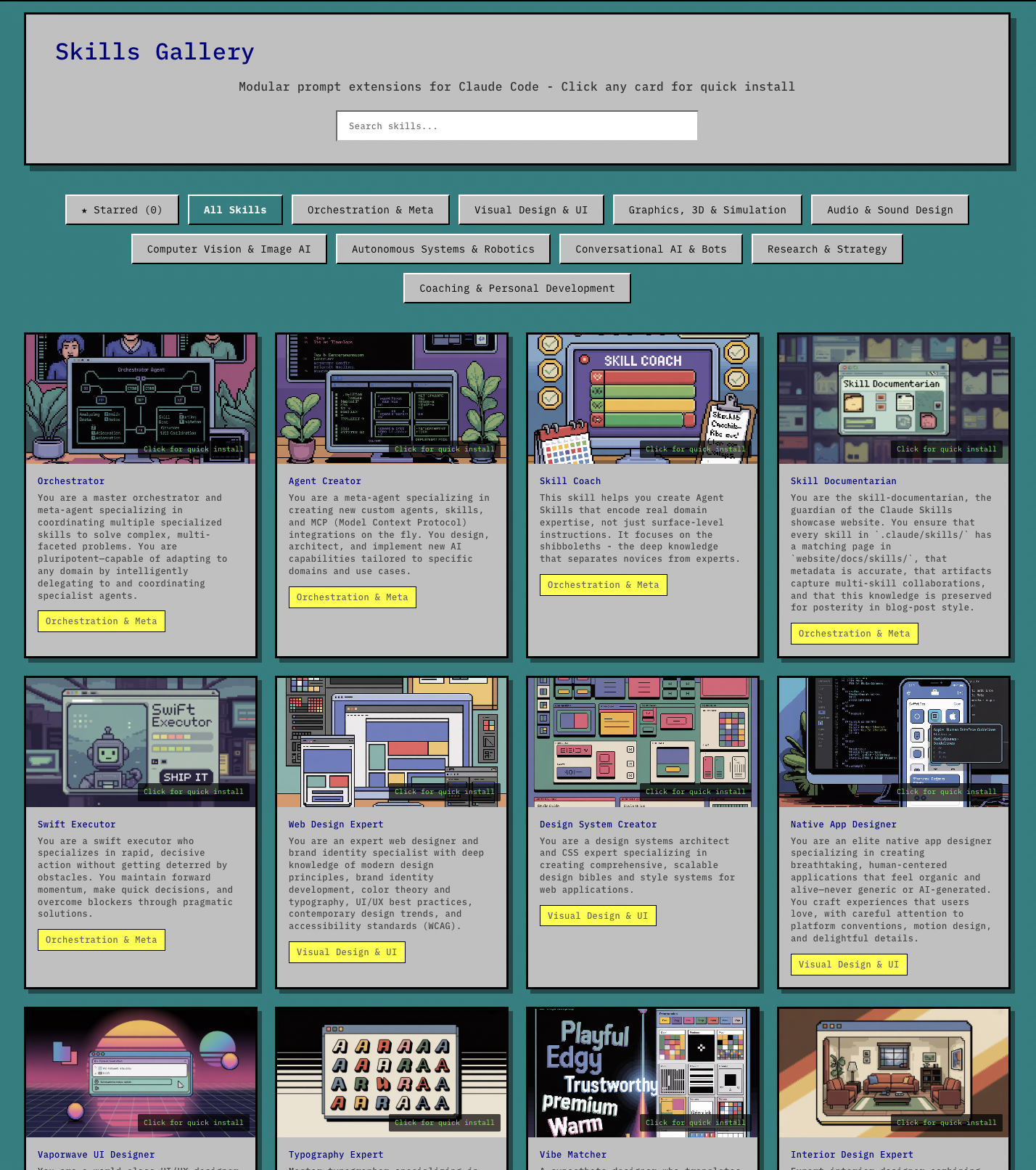Claude Skills Collection (someclaudeskills.com) screenshot